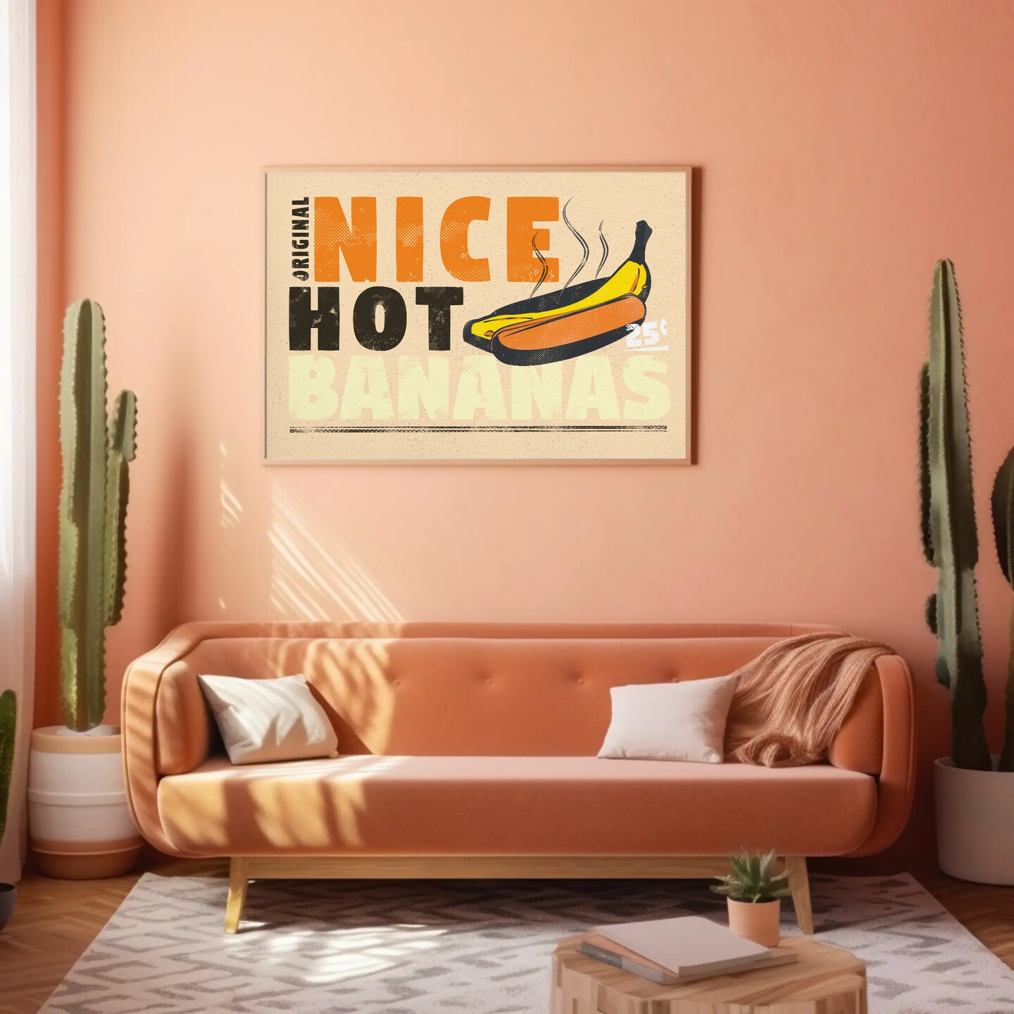 Vintage Nice Hot Bananas Art Print | Printed Banana Wall Art | Old