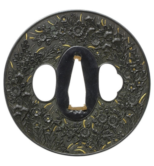 鳳凰龍雲図四角大型正阿弥南蛮鍔 鐔 鉄製 日本刀 刀 刀装具 時代物