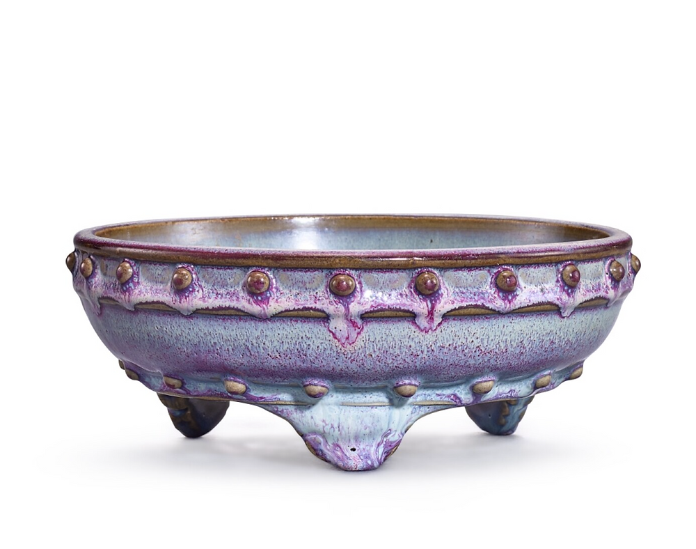 鈞窯天藍釉紫斑陵花盤 宋時代 唐物 中国古玩 中国美術 A904 鈞窯天藍釉