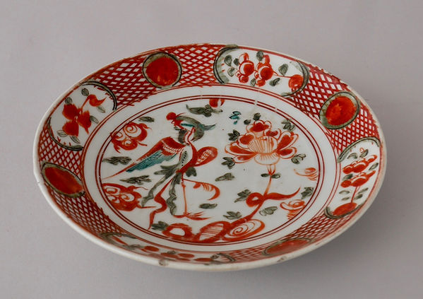 茶道具 唐物 呉須赤絵 鳳花紋 皿 φ33cm(A929) 茶道具 唐物 呉須赤絵 鳳