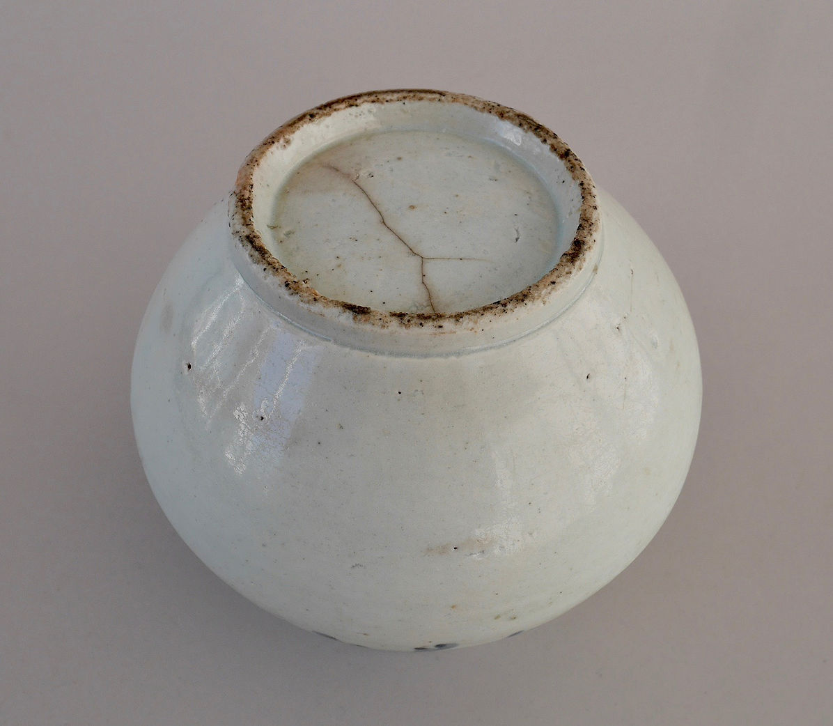 朝鮮美術李朝高麗白磁染付花文丸壷DR6758