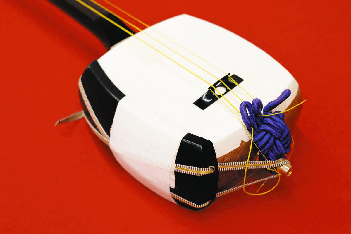 義太夫三味線 太棹 文楽 竹本 本体 白/赤 3弦 バチ付き 豊竹 義太夫