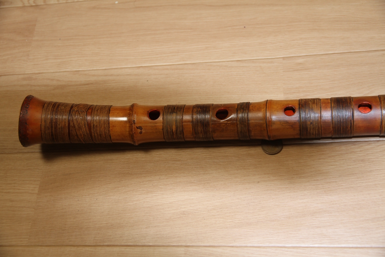 尺八 2尺3寸管 延べ管 地無し 明暗流 無銘 晏弘 琴古流 二印 二尺三寸