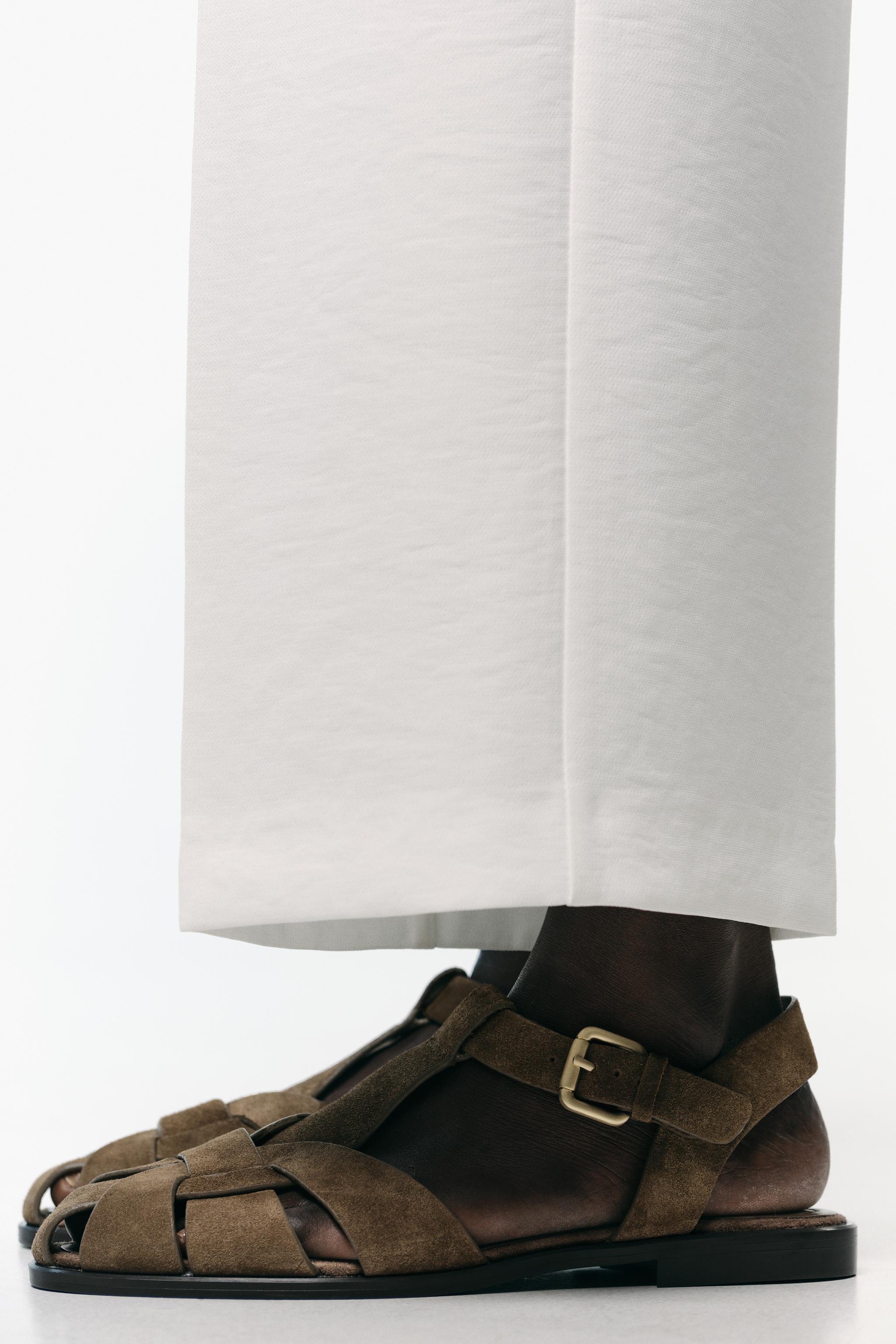 SPLIT LEATHER FISHERMAN SANDALS - Taupe Gray | ZARA United States