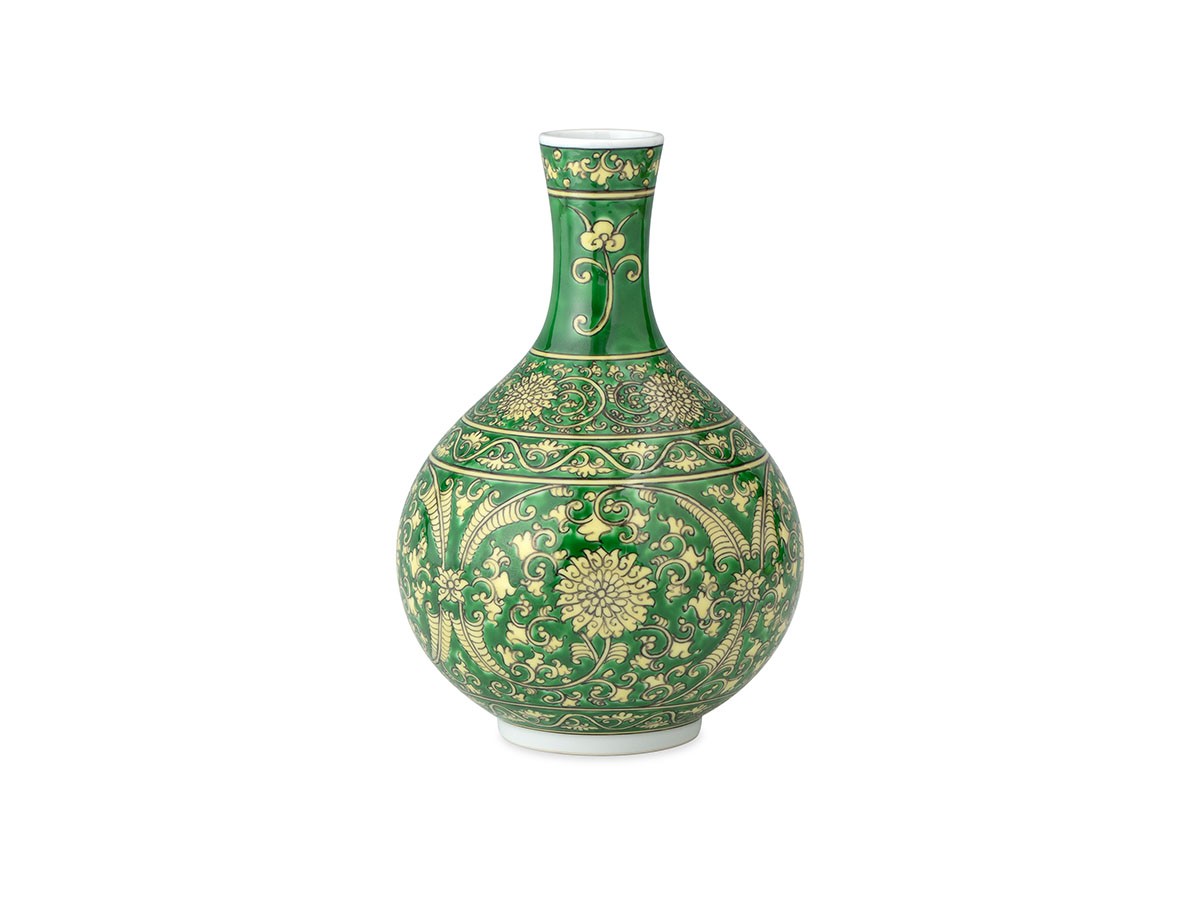 ご売約・館林源右衛門作 超大型 色絵金彩 牡丹唐草鳳凰文瓶 共箱