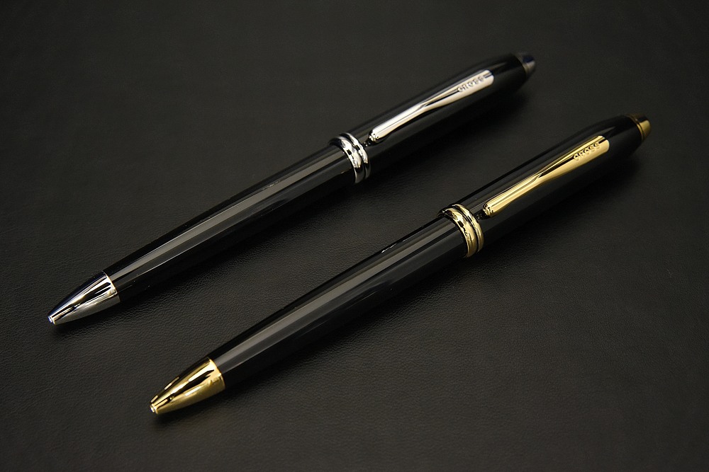 CROSS クロス タウンゼントブラックラッカー 18金ペンM万年筆 ネーム入