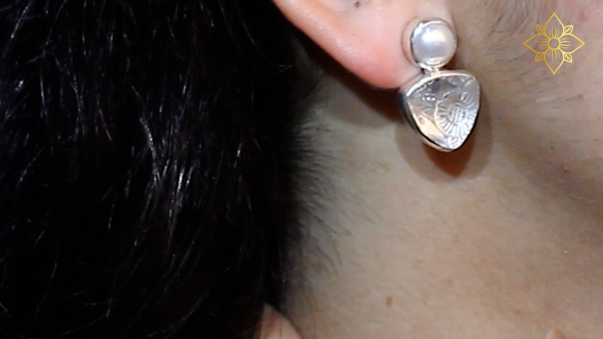 Carventurous White Pearl Hand Carved Natural Quartz and Mother of