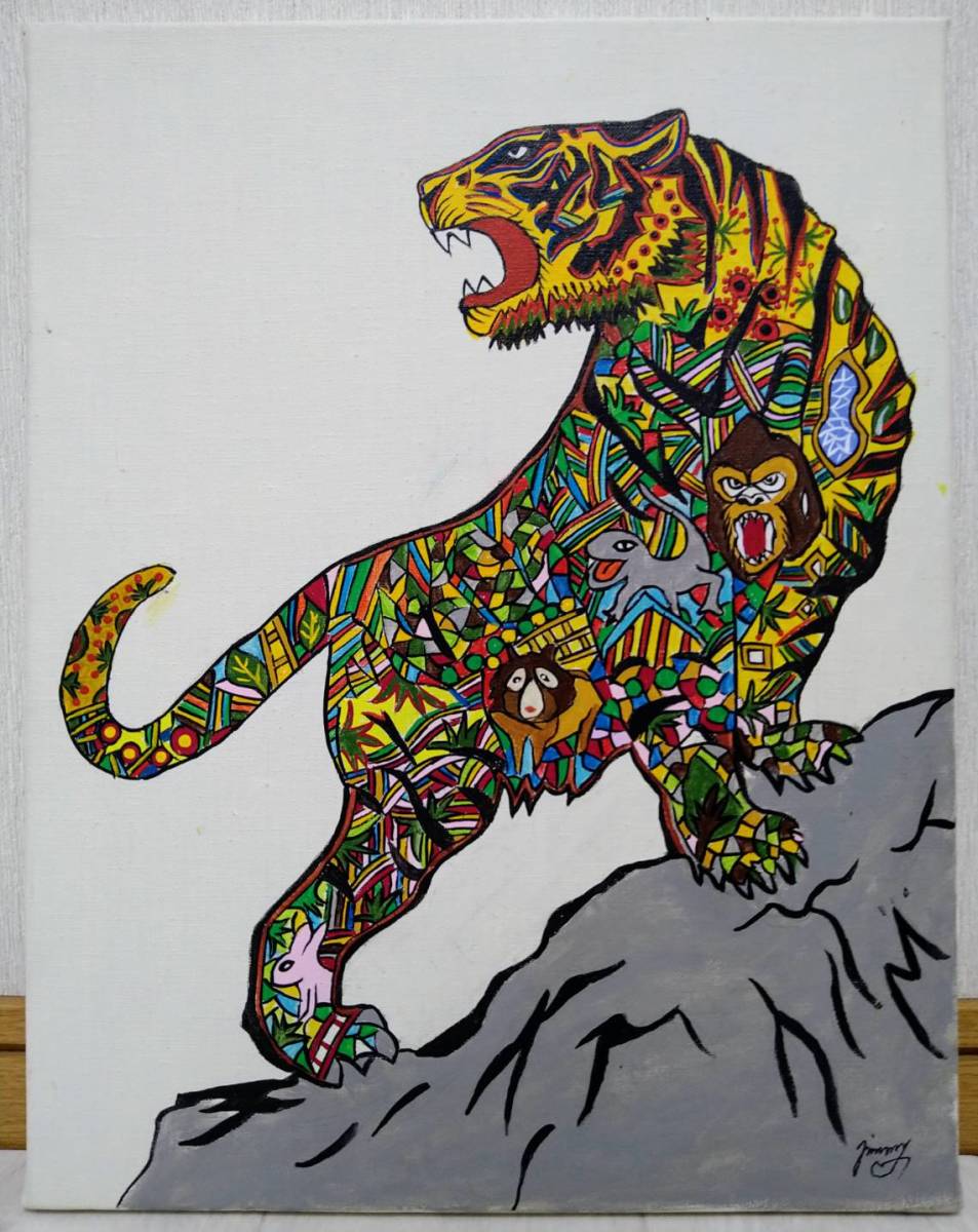 ジミー大西肉筆保証//表・裏サイン有り//アクリル//油彩//油絵//