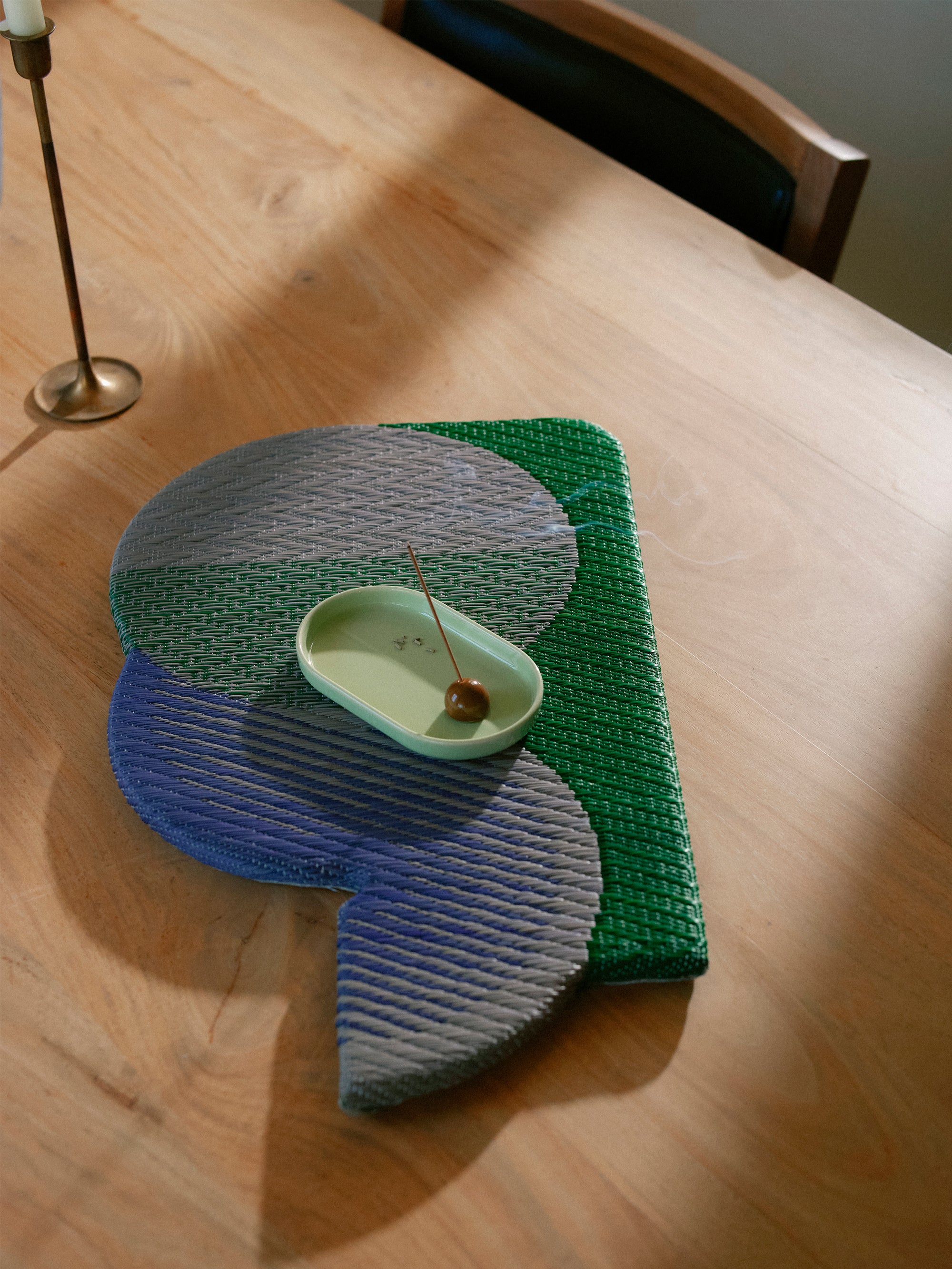 Miniature Wavy Tatami - Cobalt x Thyme Green