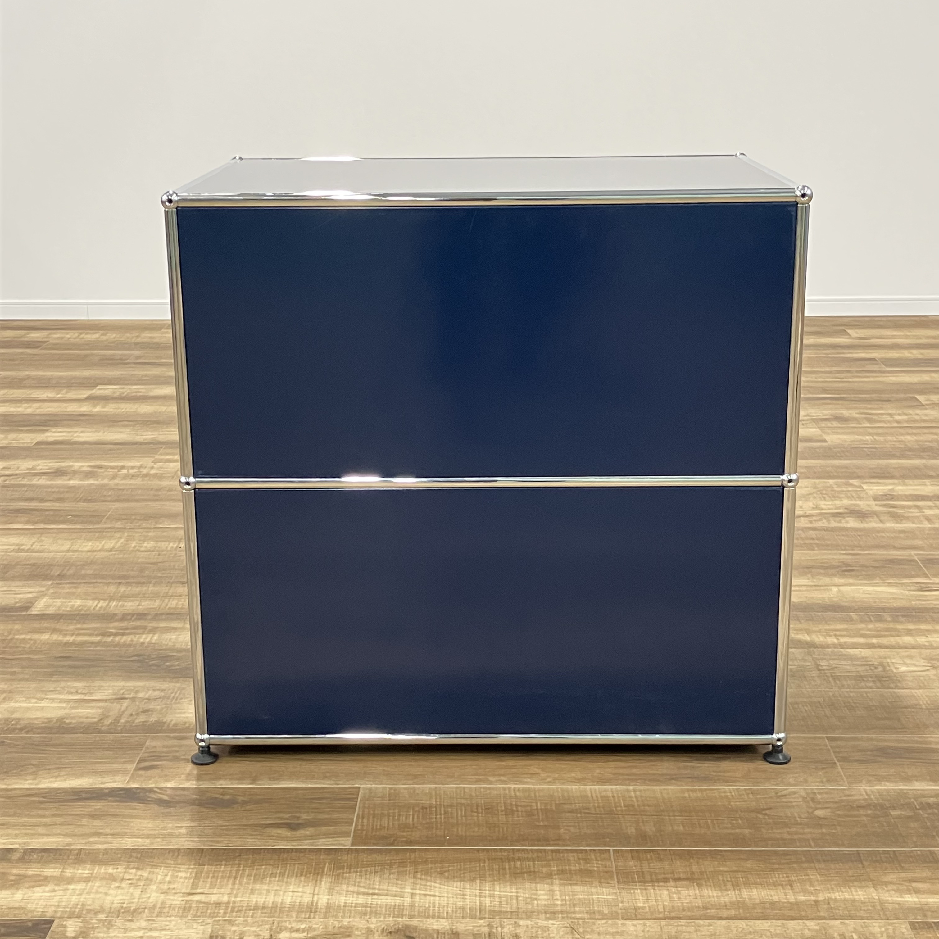 usmハラー2段キャビネットサイドボードジェンシャンブルーライトグレー