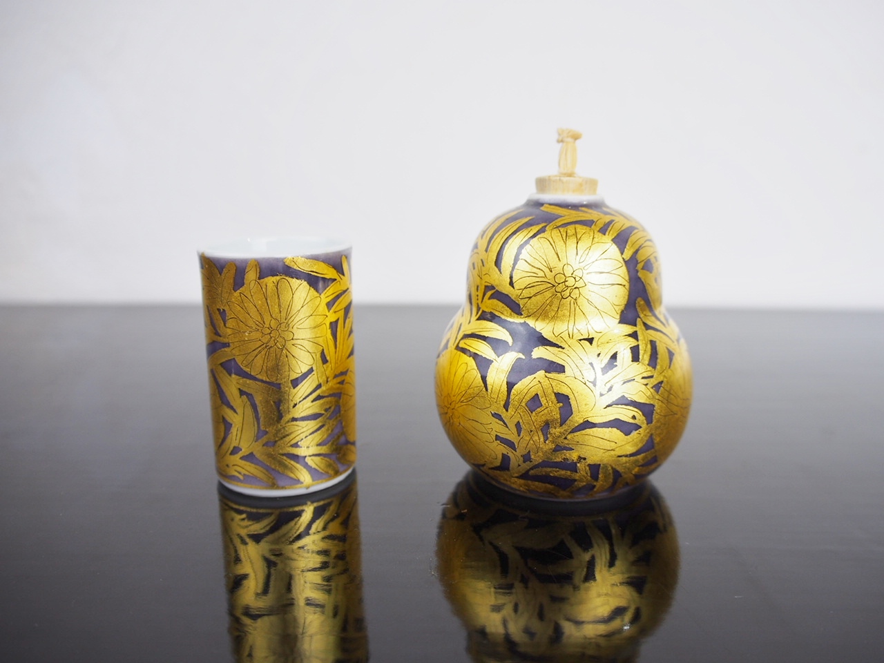 茶道具】金襴手香合 小野珀子作 茶道具】金襴手香合 小野珀子作 小野珀