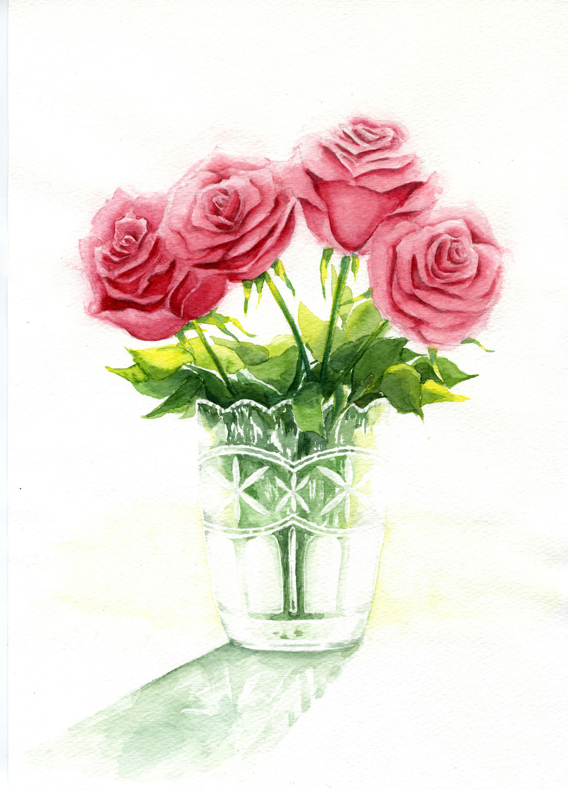 鈴木立海 水彩画 花 バラ 作品ラベルあり 鈴木立海 水彩画 花 バラ