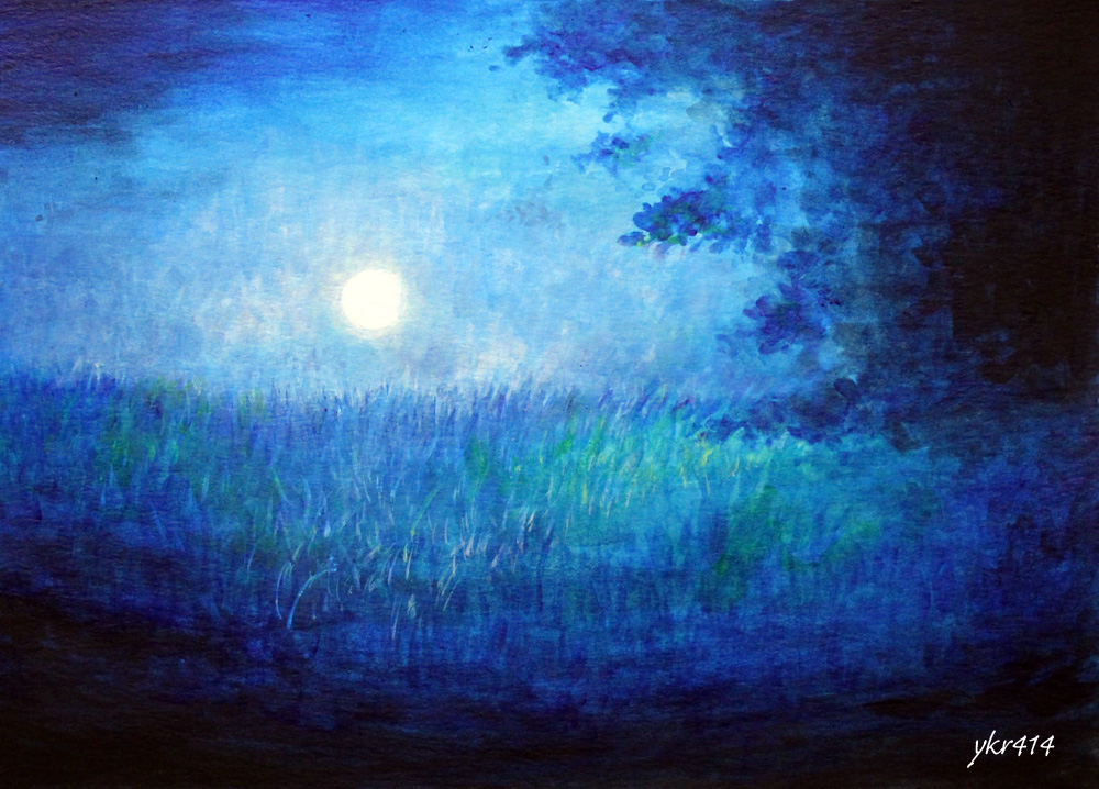 ぷ*あ様 【夜空を眺めて】アクリル画 F3 風景画 絵画 ぷ*あ様 【夜空を