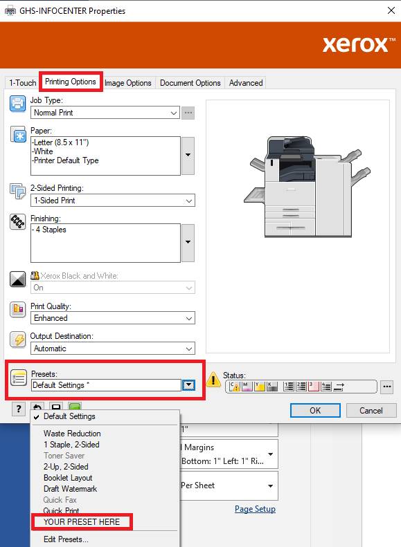 SAU19 Knowledge Base - Xerox Presets for Windows