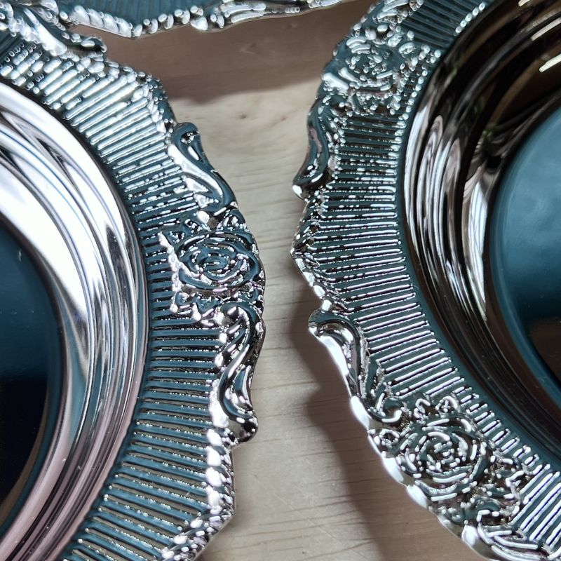 Webster】薔薇のレリーフのコースター 8枚【純銀 / ガラス】 Webster