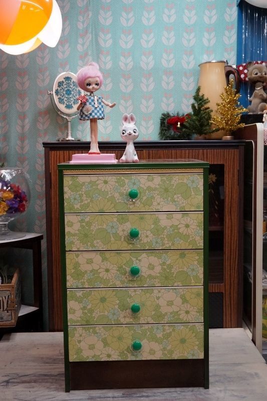 アンティーク】昭和レトロ 花柄 引出し 6段 タンス チェスト 古民家 古