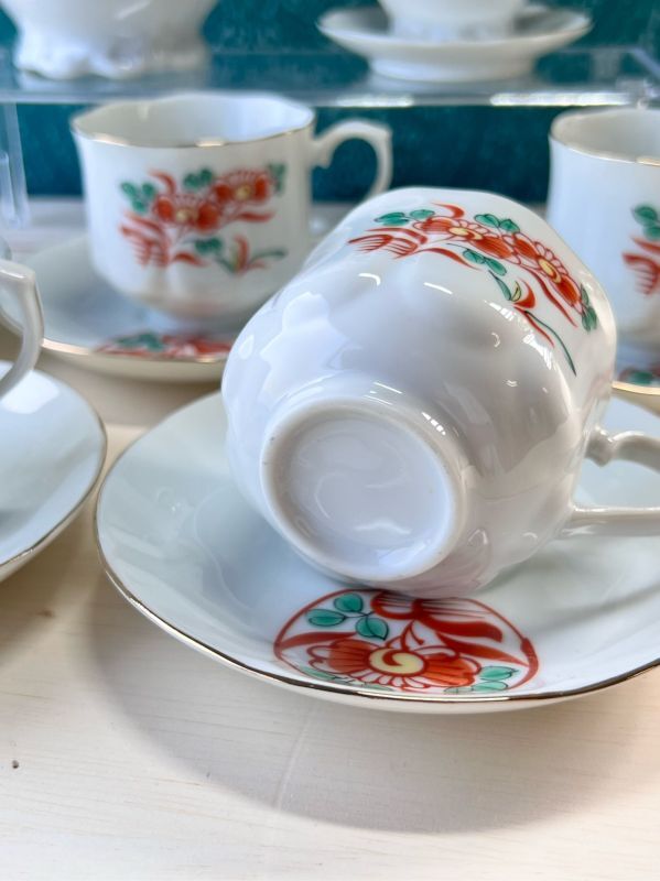 カップ＆ソーサー2個とミルクポットのセット 手描き オランダの風景